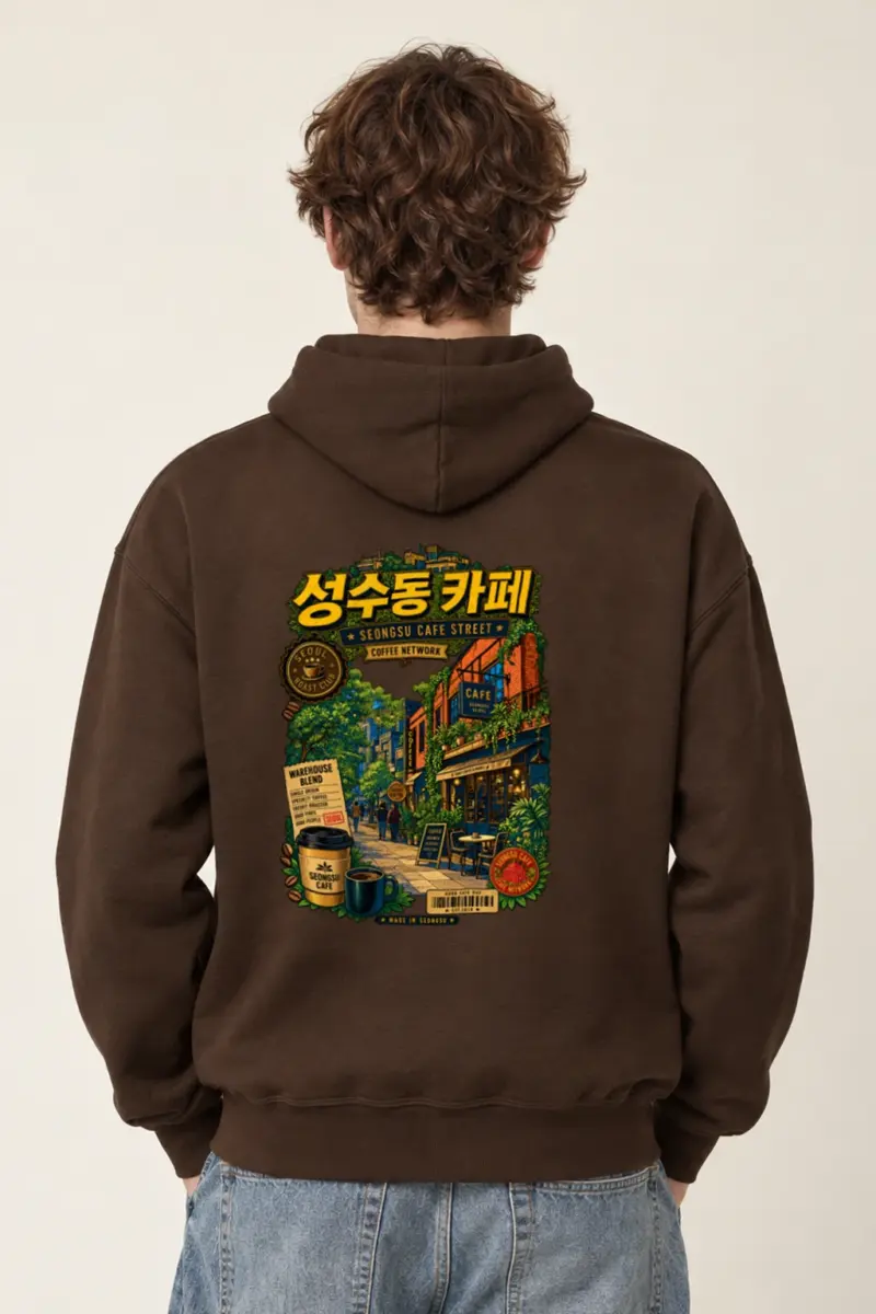 "Seongsu Cafe Street" Heavy Blend Unisex Pullover Hoodie