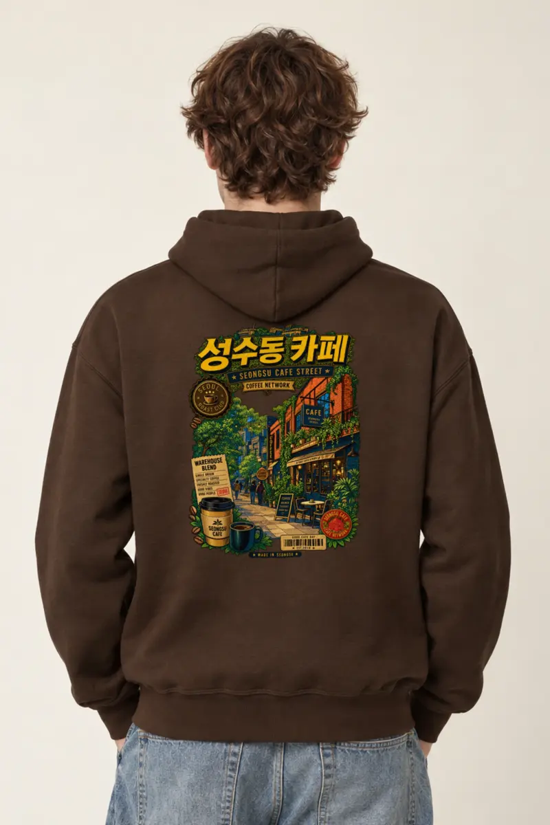 "Seongsu Cafe Street" Heavy Blend Unisex Pullover Hoodie