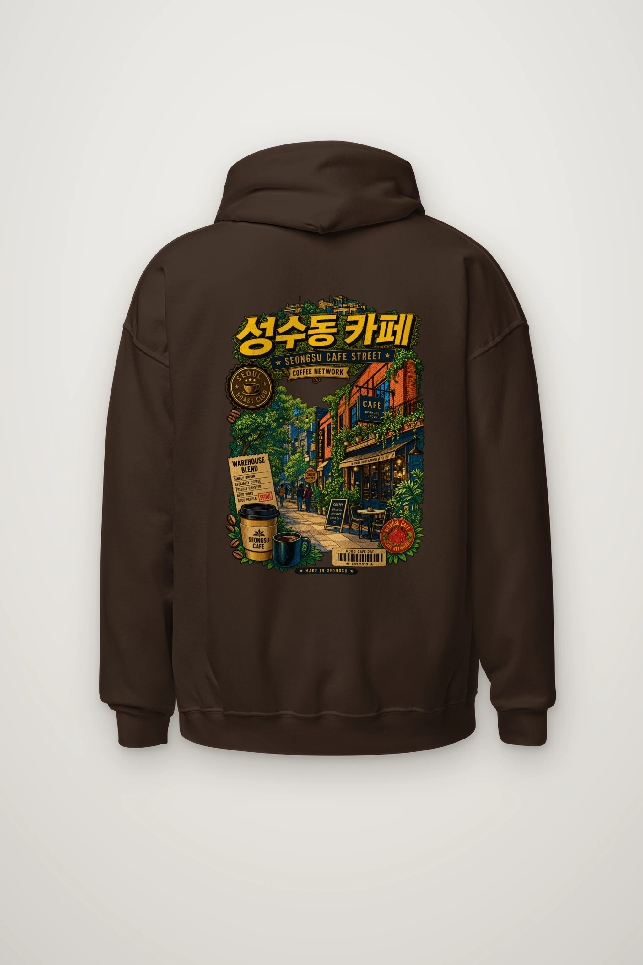 "Seongsu Cafe Street" Heavy Blend Unisex Pullover Hoodie