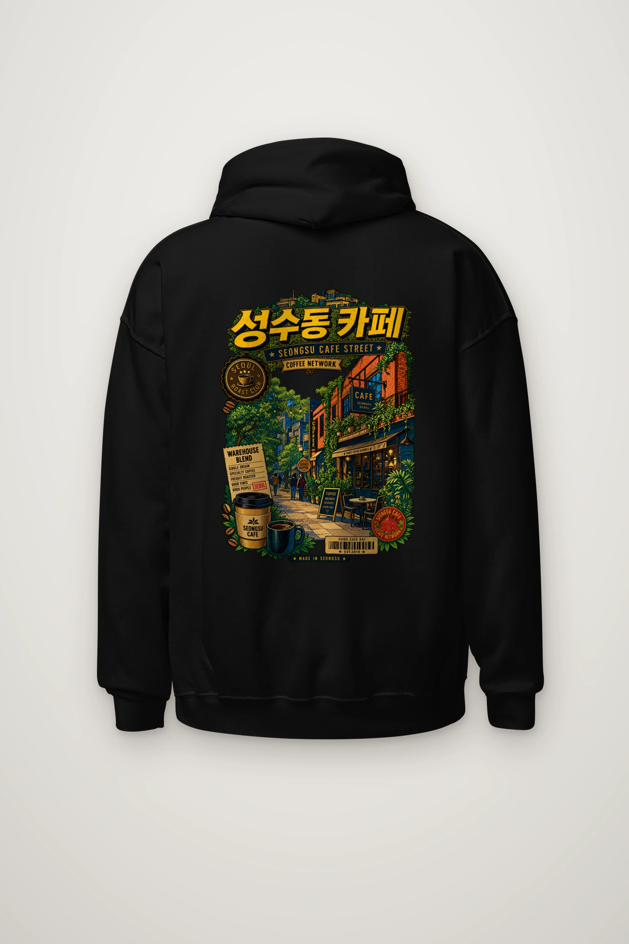 "Seongsu Cafe Street" Heavy Blend Unisex Pullover Hoodie
