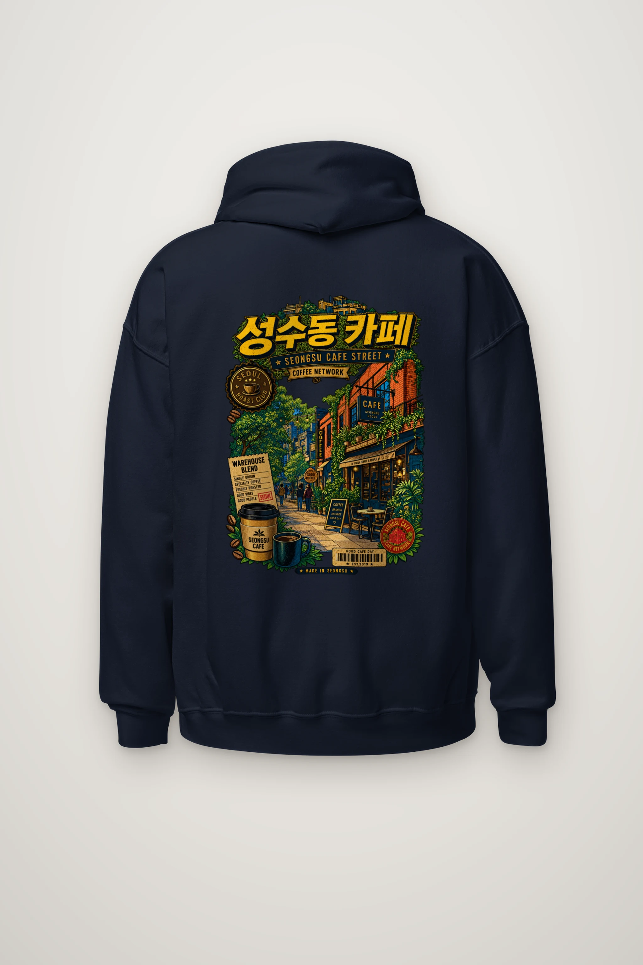 "Seongsu Cafe Street" Heavy Blend Unisex Pullover Hoodie