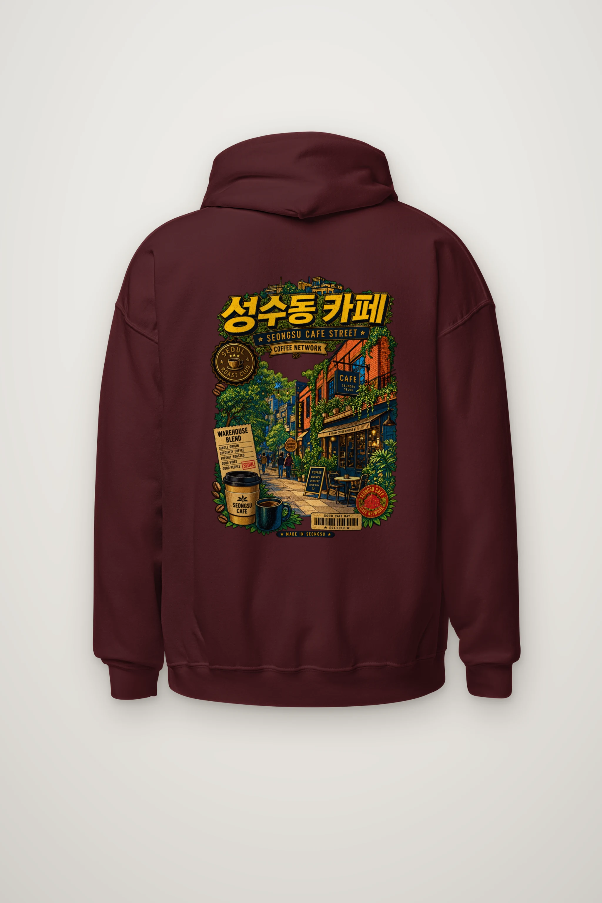 "Seongsu Cafe Street" Heavy Blend Unisex Pullover Hoodie