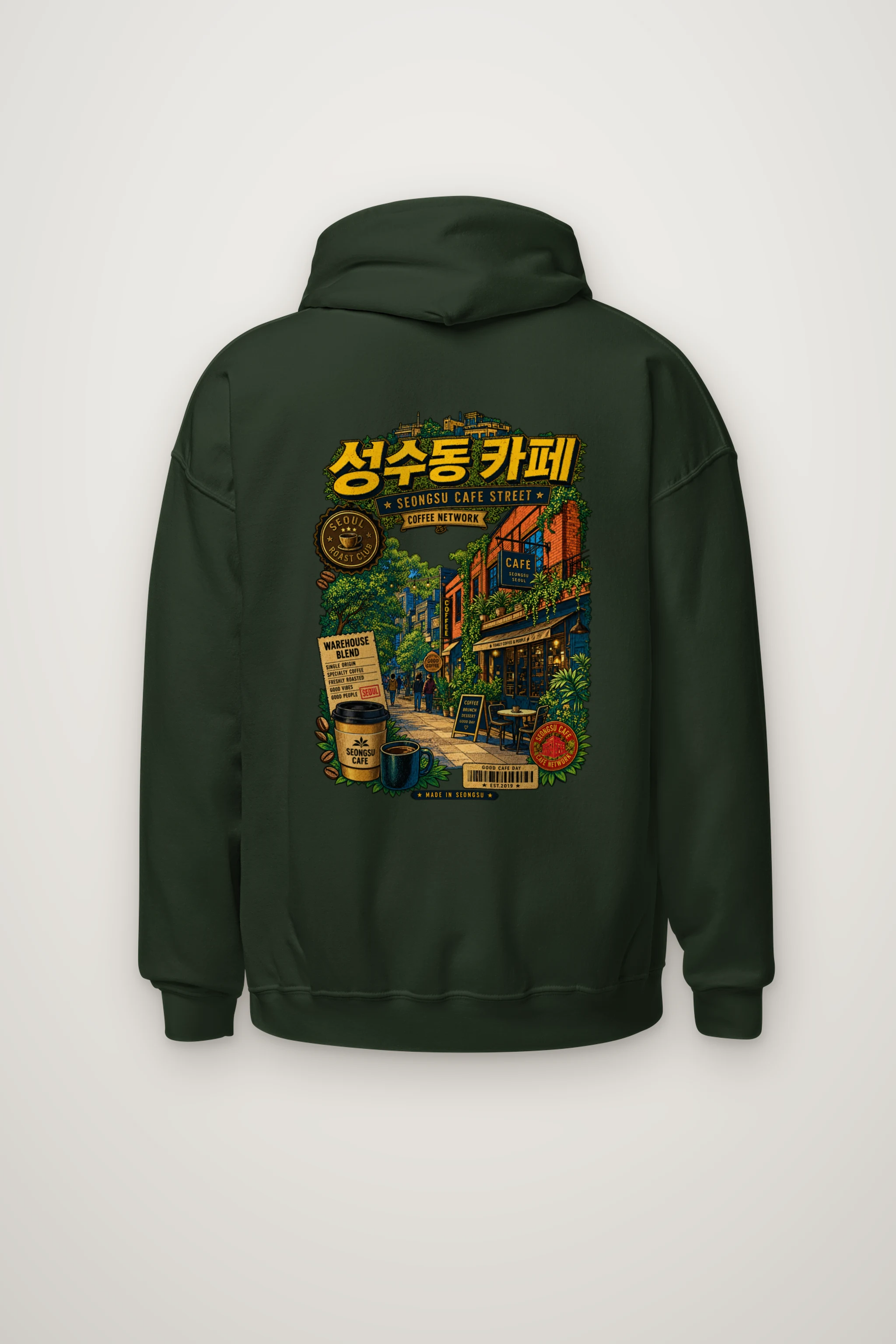 "Seongsu Cafe Street" Heavy Blend Unisex Pullover Hoodie