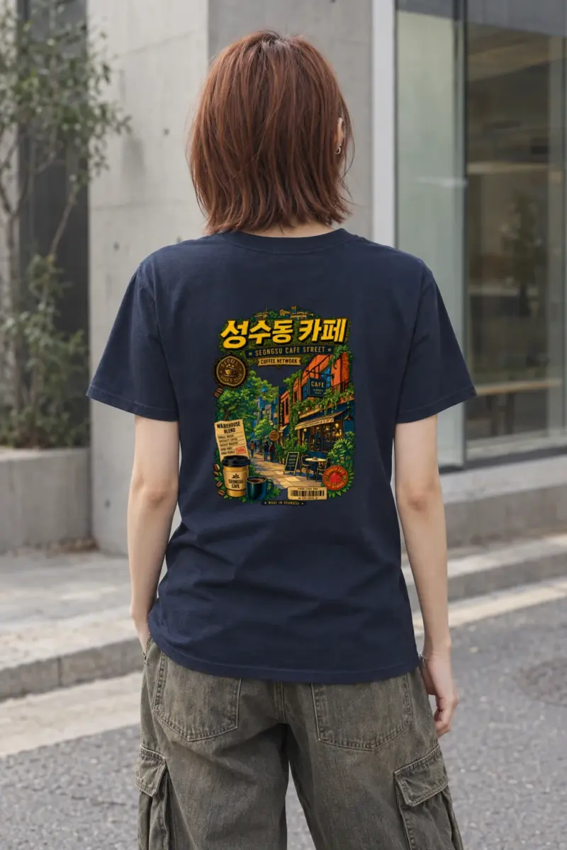 "Seongsu Cafe Street" Heavyweight Unisex Crewneck T-shirt