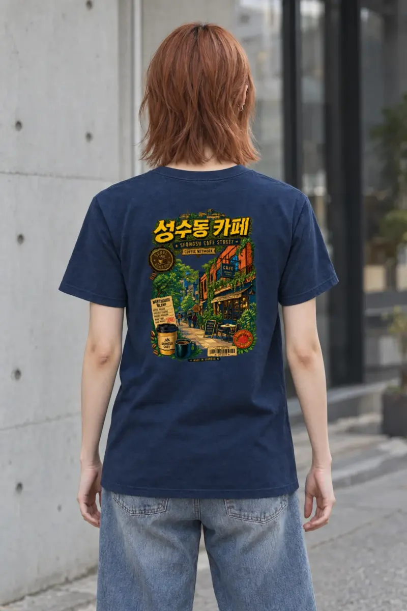"Seongsu Cafe Street" Heavyweight Unisex Crewneck T-shirt