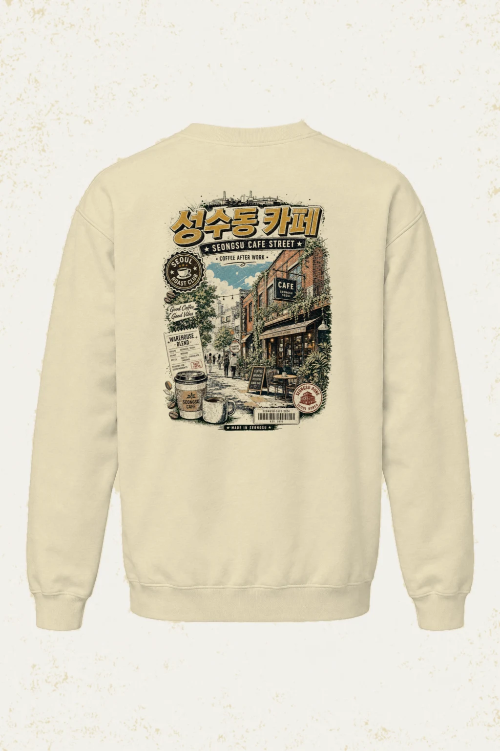 "Seongsu Cafe Street" Unisex Sponge Fleece Crewneck Sweatshirt | Bella + Canvas 3901