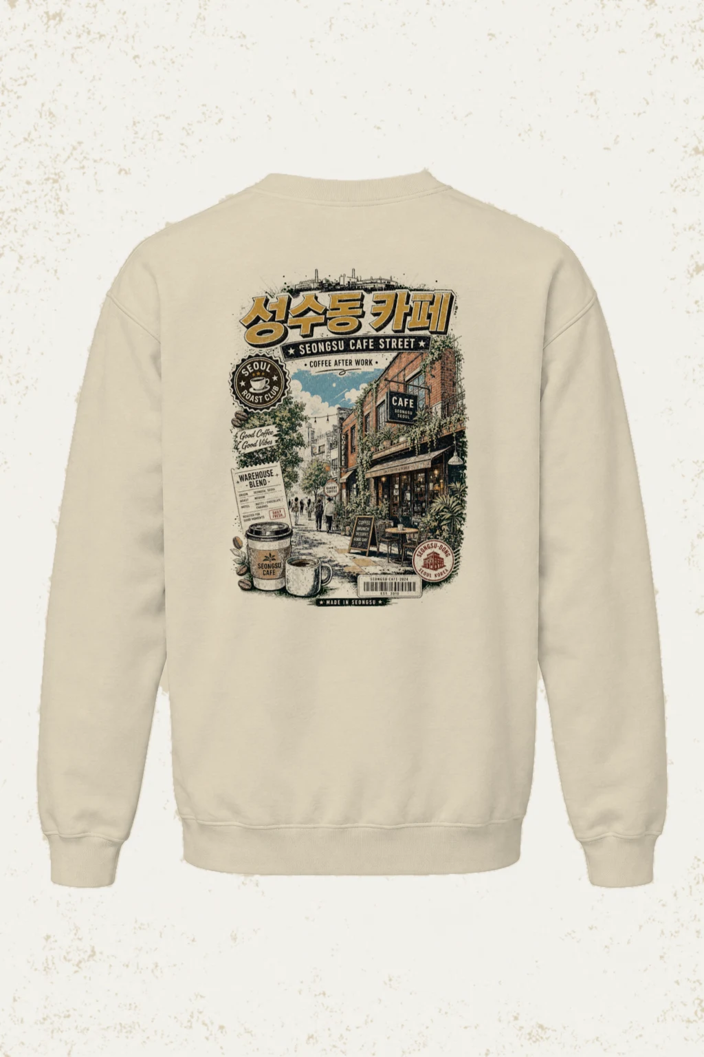 "Seongsu Cafe Street" Unisex Sponge Fleece Crewneck Sweatshirt | Bella + Canvas 3901