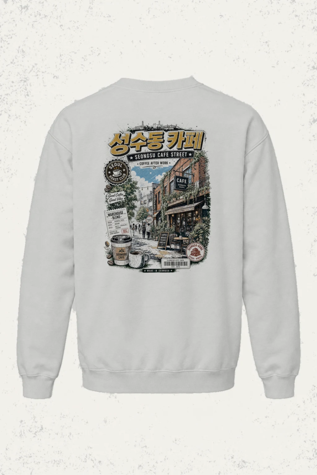 "Seongsu Cafe Street" Unisex Sponge Fleece Crewneck Sweatshirt | Bella + Canvas 3901