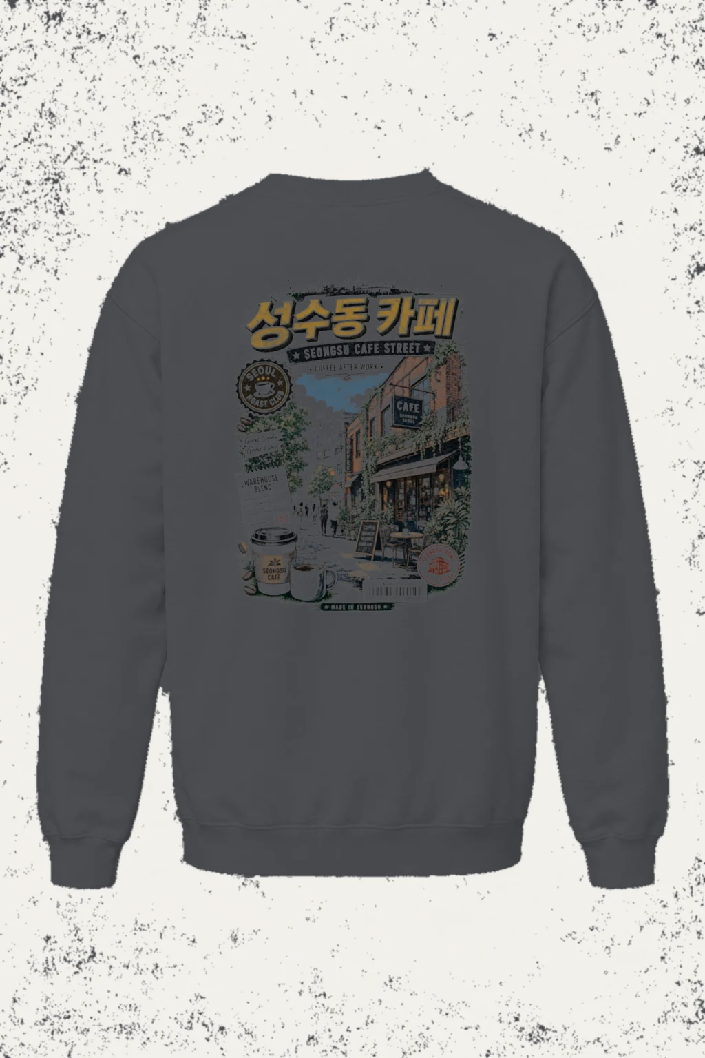 "Seongsu Cafe Street" Unisex Sponge Fleece Crewneck Sweatshirt | Bella + Canvas 3901