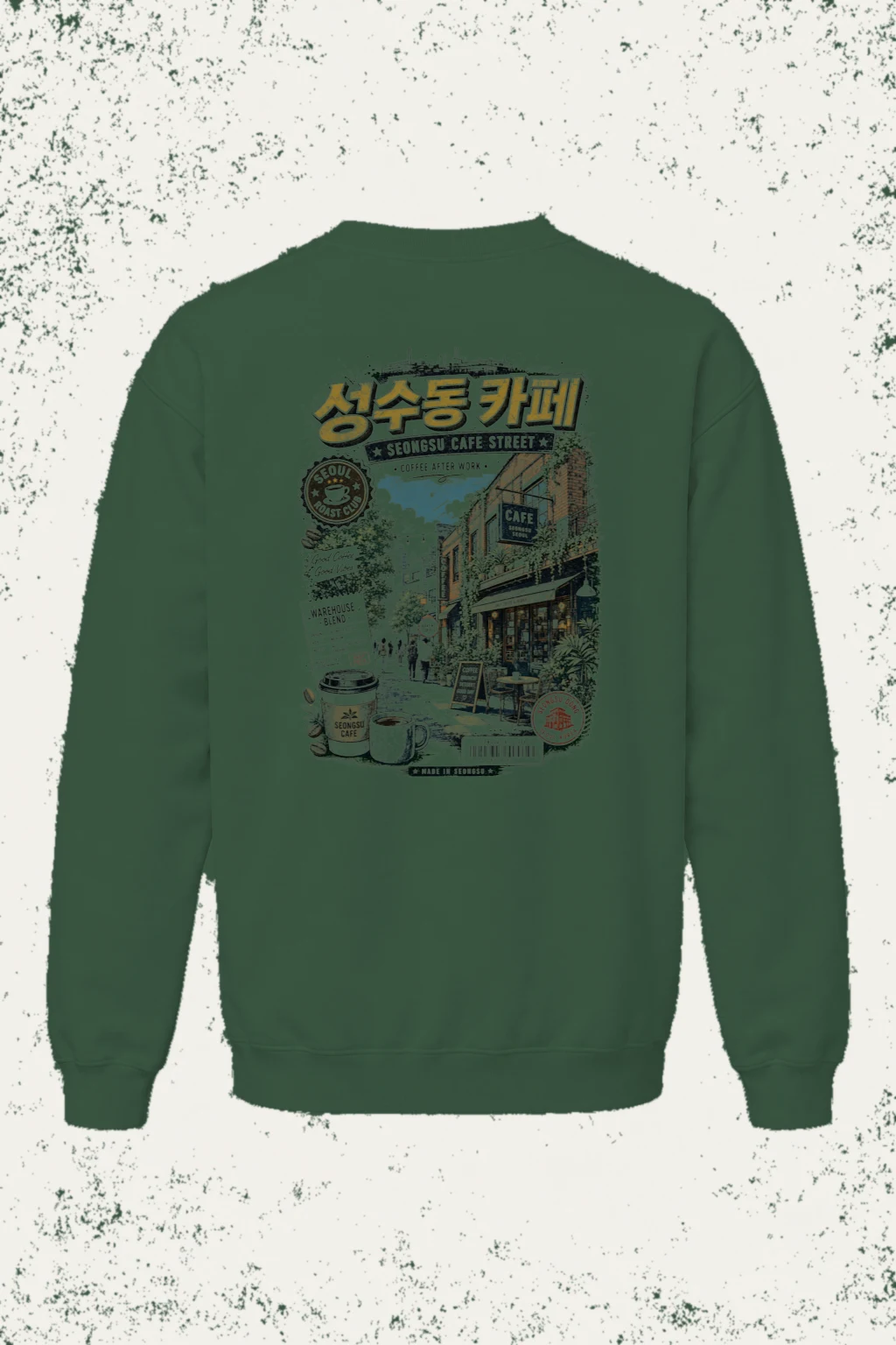"Seongsu Cafe Street" Unisex Sponge Fleece Crewneck Sweatshirt | Bella + Canvas 3901