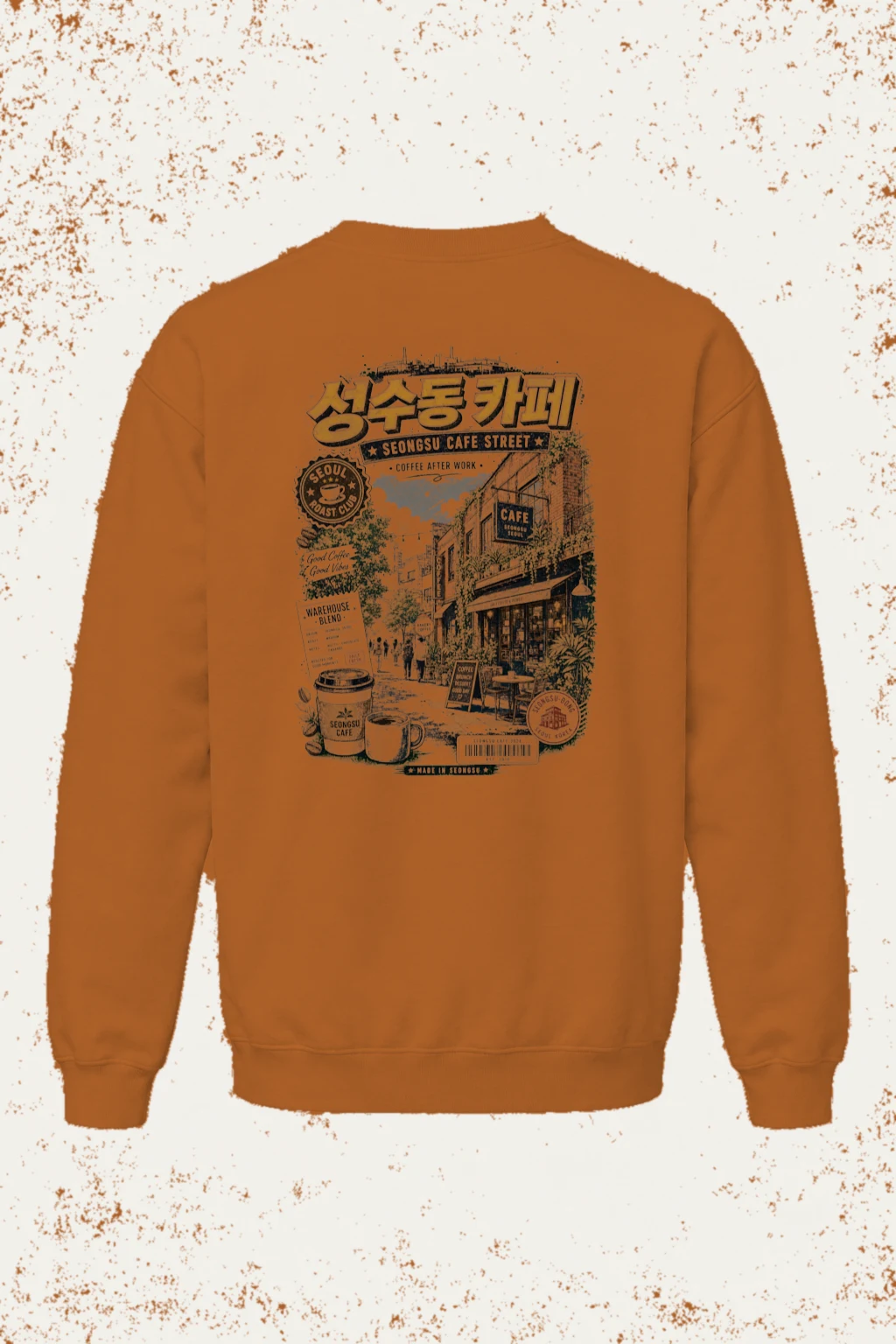 "Seongsu Cafe Street" Unisex Sponge Fleece Crewneck Sweatshirt | Bella + Canvas 3901