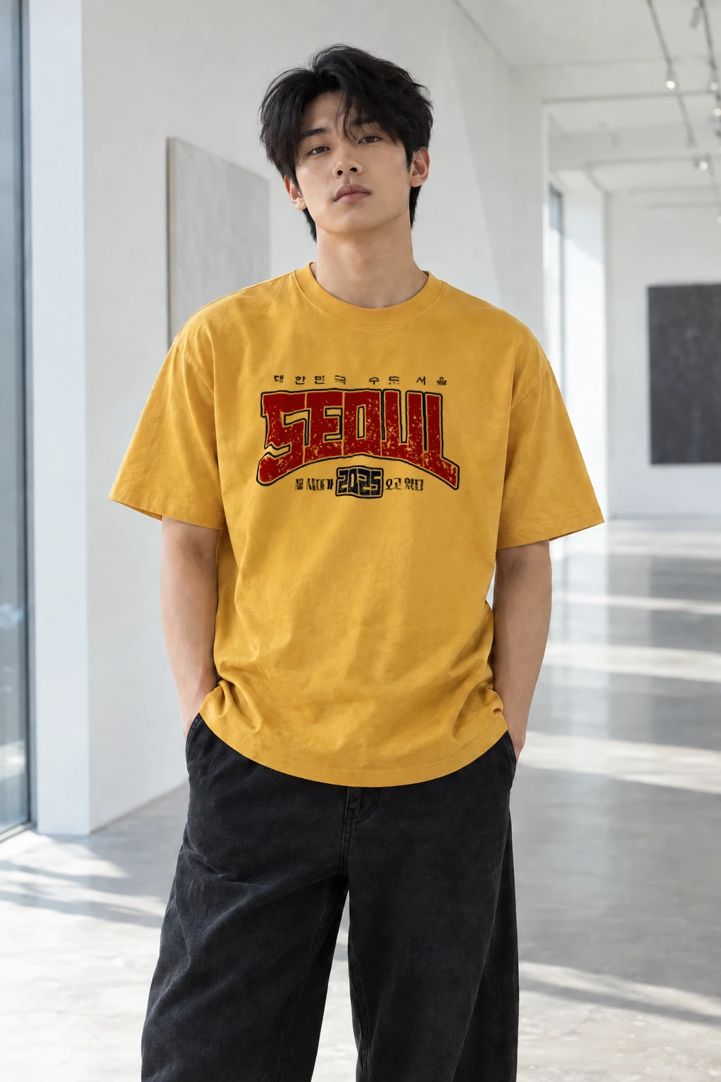 "Seoul 2023 Emblem" Heavyweight Unisex Crewneck T-shirt | Gildan 5000
