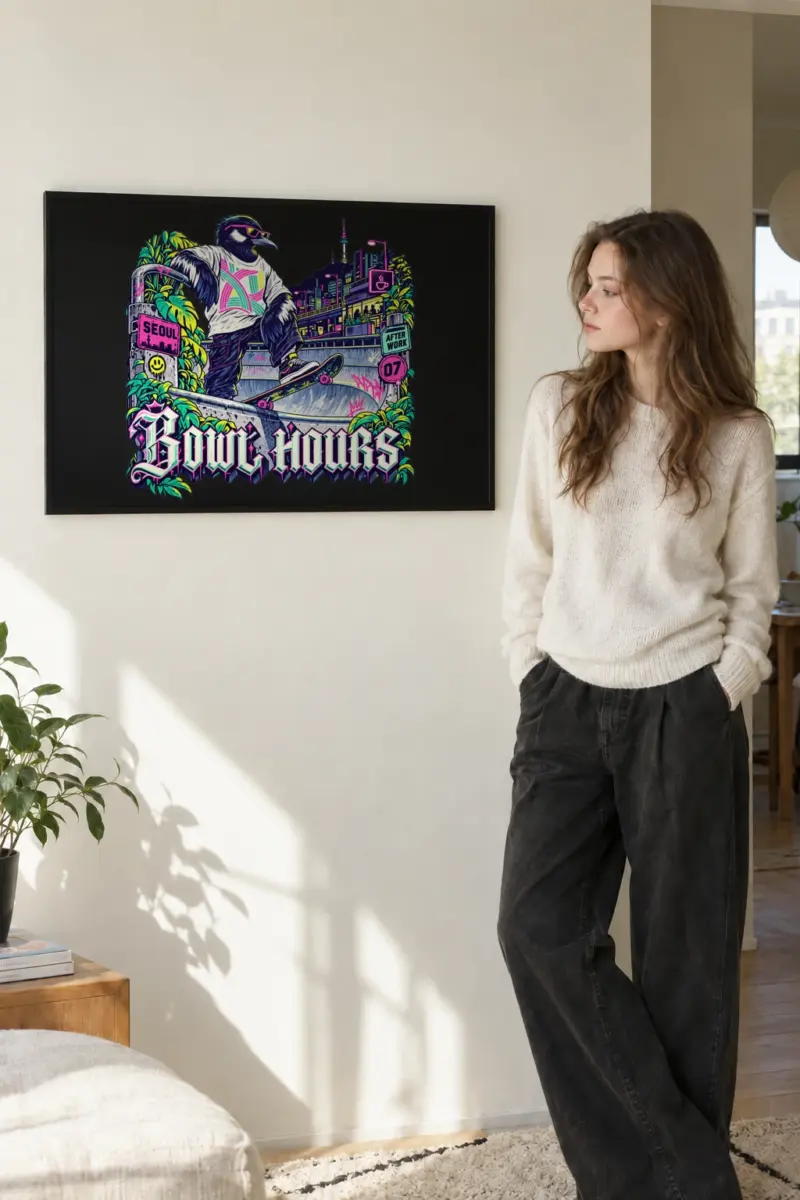 “Seoul After Work” Premium Wooden Framed Poster · Landscape