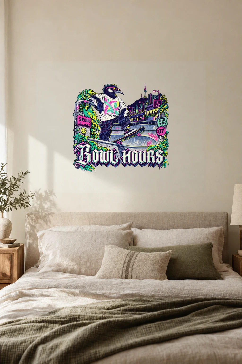 "Seoul After Work" Premium Wooden Framed Poster · Landscape