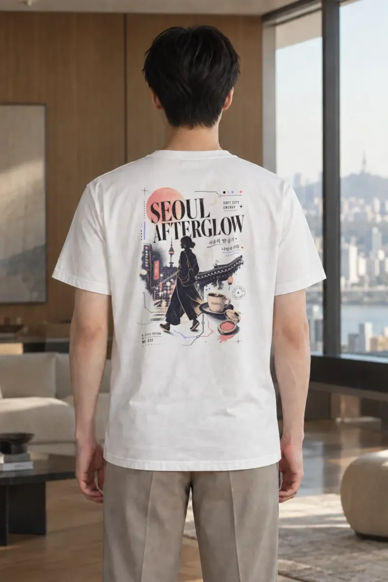 "Seoul Afterglow" Heavyweight Unisex Crewneck T-shirt | Gildan 5000