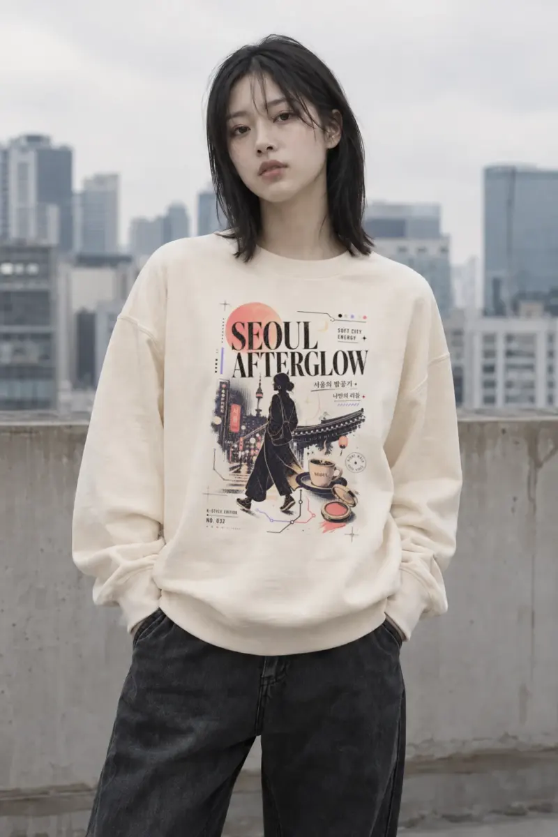 "Seoul Afterglow" Unisex Sponge Fleece Crewneck Sweatshirt | Bella + Canvas 3901