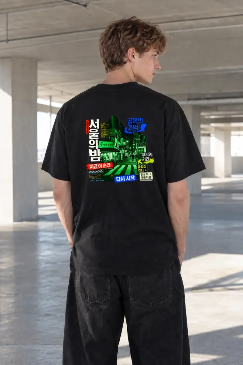 "Seoul Alley Memories" Heavyweight Unisex Crewneck T-shirt | Gildan 5000