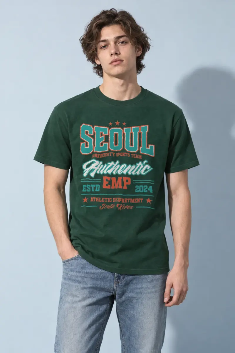 "Seoul Athletics Department" Heavyweight Unisex Crewneck T-shirt | Gildan 5000