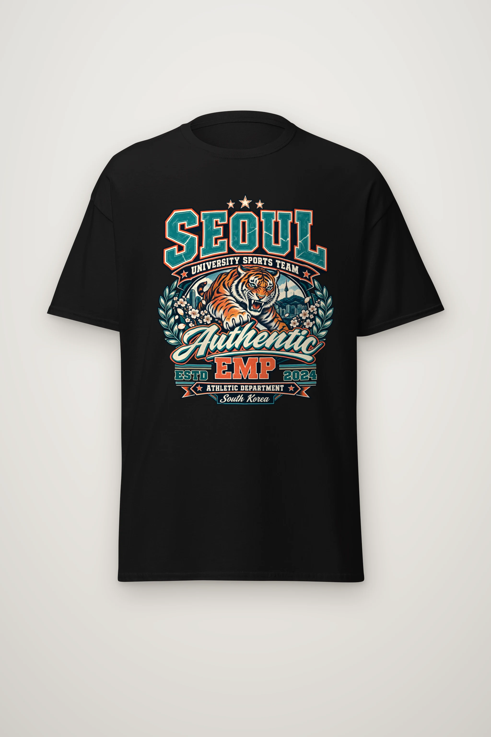 "Seoul Authentic Tiger Varsity" Heavyweight Unisex Crewneck T-shirt