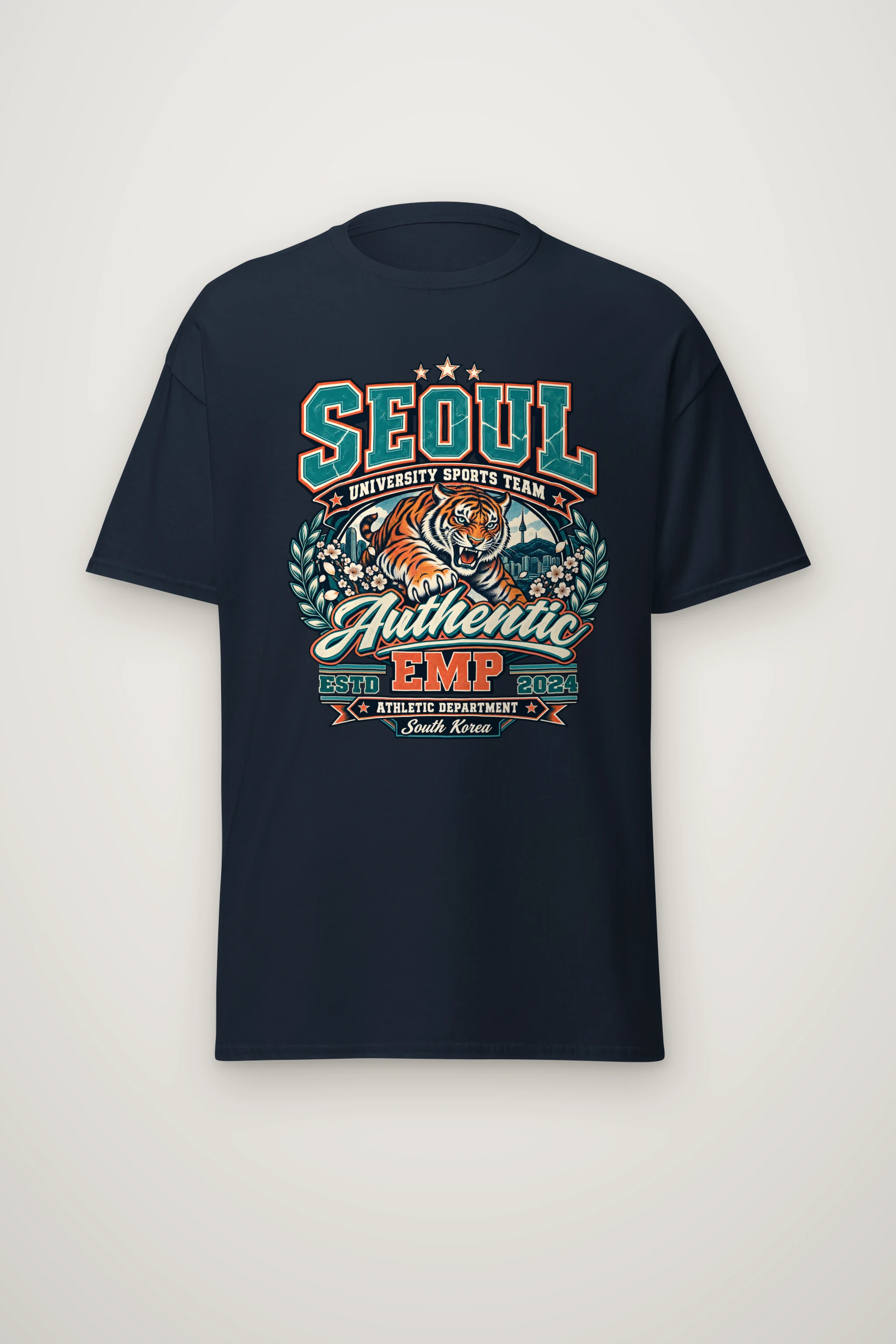 "Seoul Authentic Tiger Varsity" Heavyweight Unisex Crewneck T-shirt