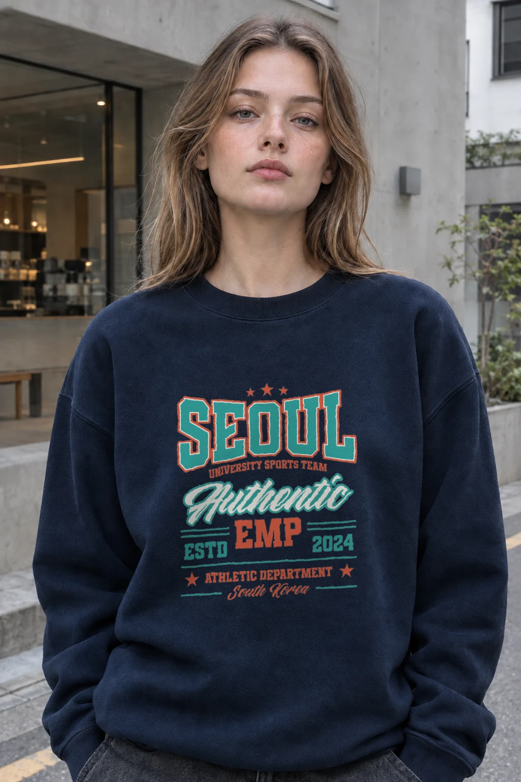 "Seoul Athletics Emblem" Heavy Blend Unisex Crewneck Sweatshirt | Gildan 18000