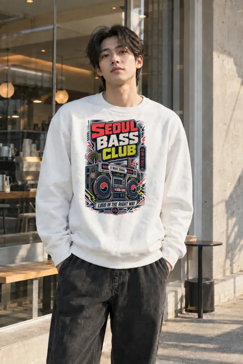 "Seoul Bass Club" Heavy Blend Unisex Crewneck Sweatshirt | Gildan 18000