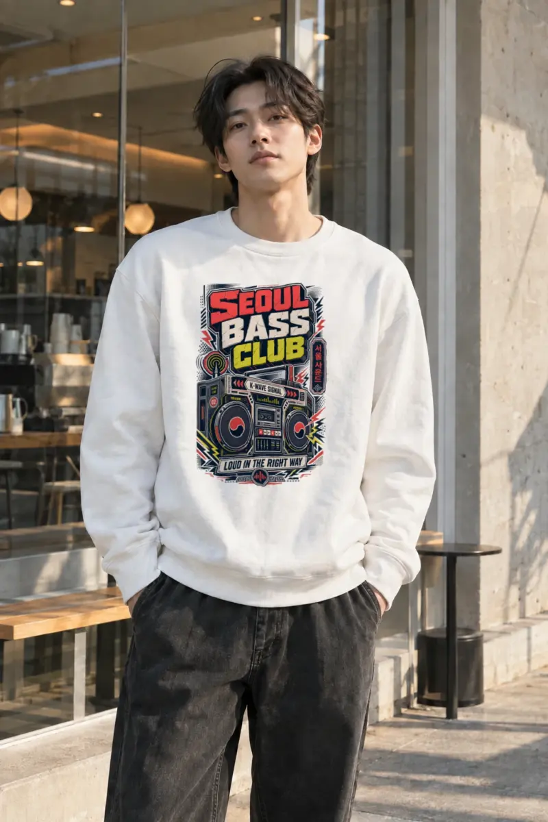 "Seoul Bass Club" Heavy Blend Unisex Crewneck Sweatshirt | Gildan 18000