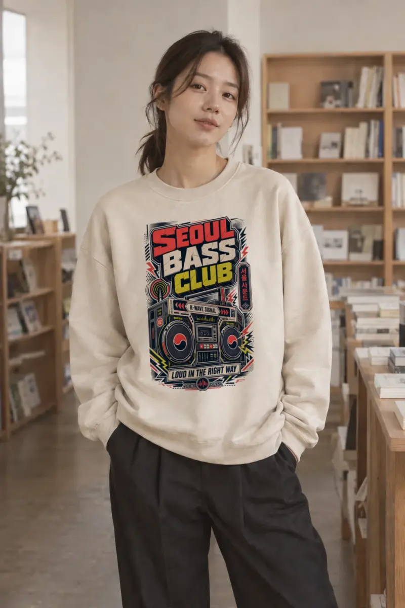 “Seoul Bass Club” Unisex Sponge Fleece Crewneck Sweatshirt | Bella + Canvas 3901