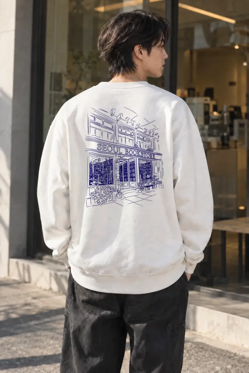 “Seoul Bookstore” Heavy Blend Unisex Crewneck Sweatshirt | Gildan 18000