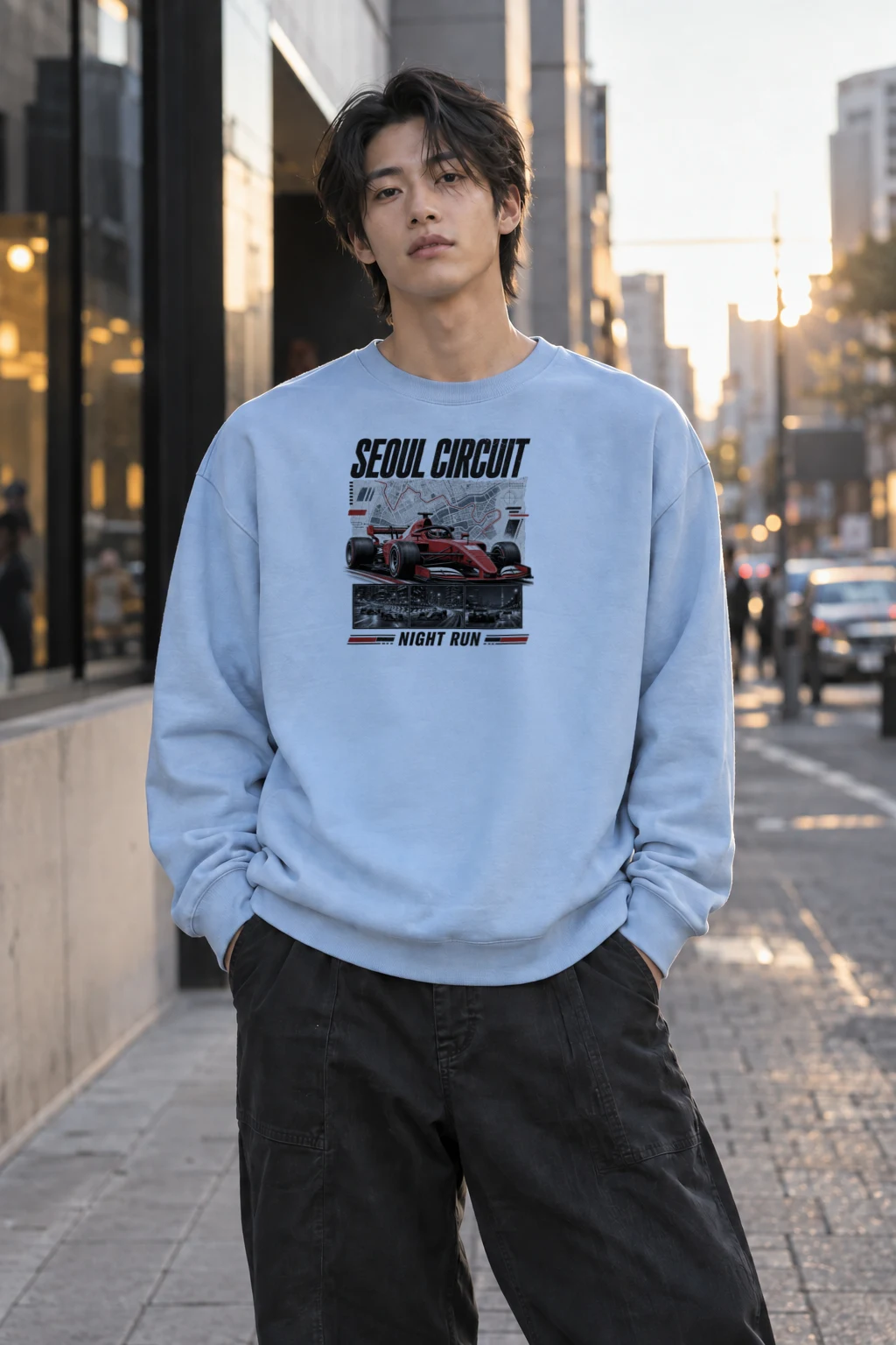 "Seoul Circuit Night Run" Heavy Blend Unisex Crewneck Sweatshirt | Gildan 18000