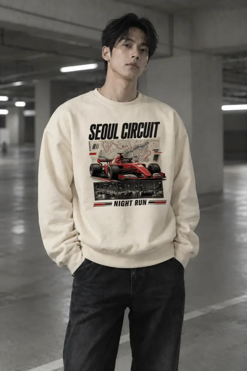 "Seoul Circuit Night Run" Unisex Sponge Fleece Crewneck Sweatshirt | Bella + Canvas 3901