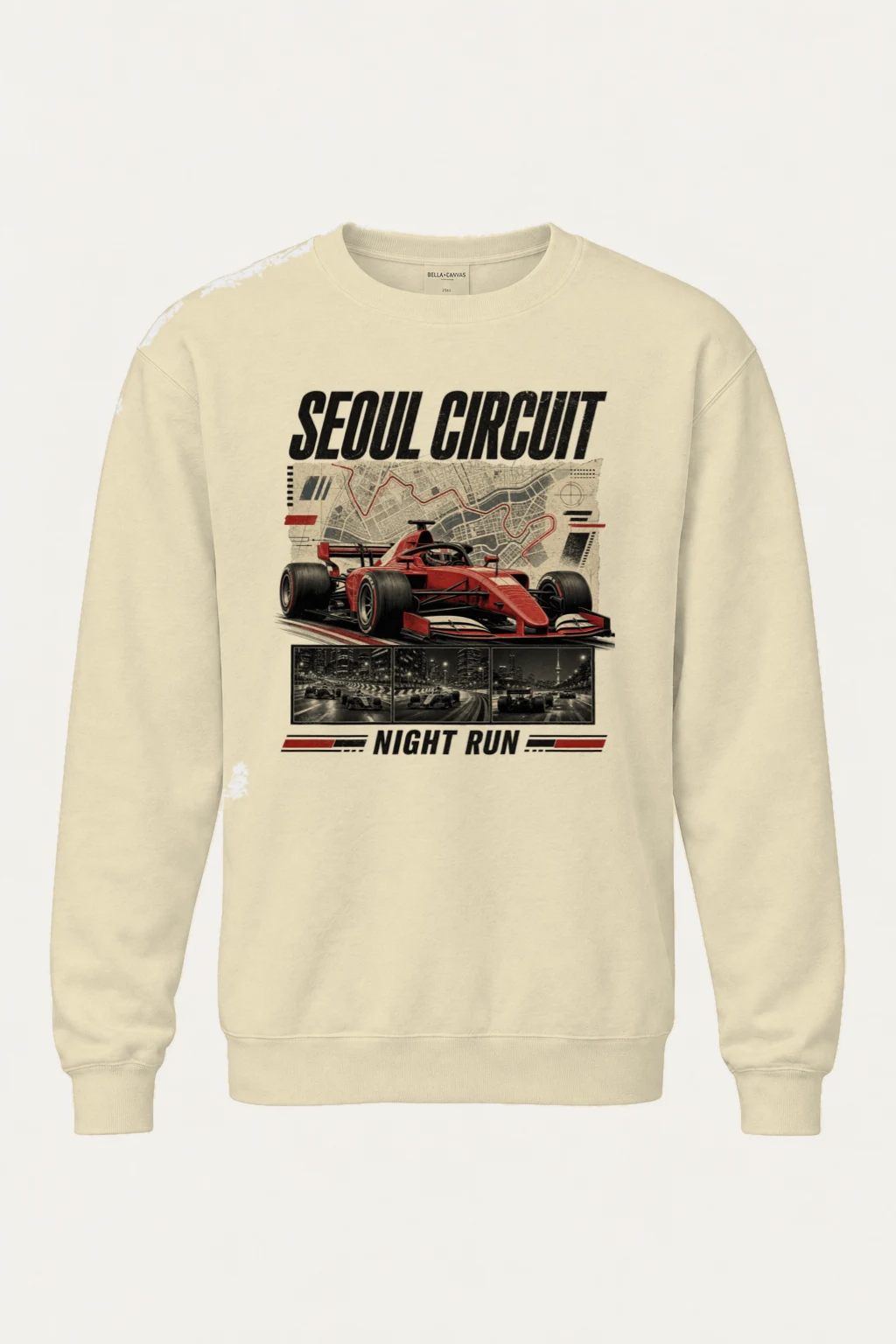 "Seoul Circuit Night Run" Unisex Sponge Fleece Crewneck Sweatshirt | Bella + Canvas 3901