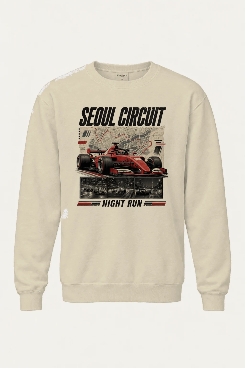 "Seoul Circuit Night Run" Unisex Sponge Fleece Crewneck Sweatshirt | Bella + Canvas 3901