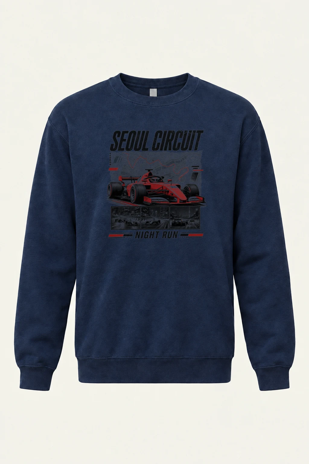 "Seoul Circuit Night Run" Unisex Sponge Fleece Crewneck Sweatshirt | Bella + Canvas 3901