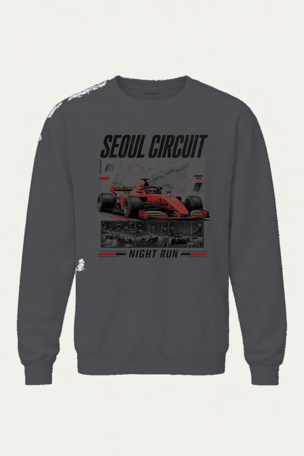 "Seoul Circuit Night Run" Unisex Sponge Fleece Crewneck Sweatshirt | Bella + Canvas 3901