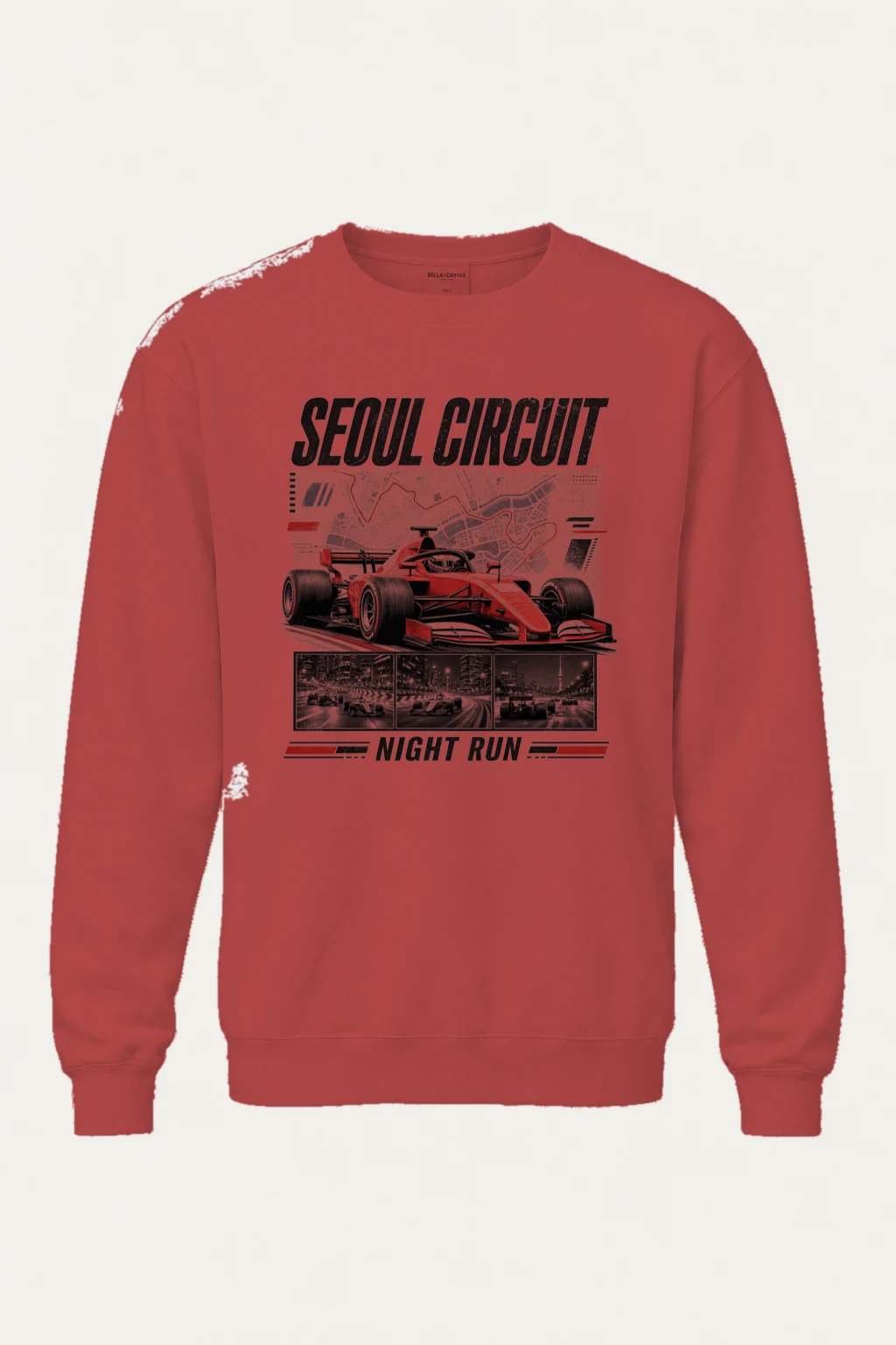 "Seoul Circuit Night Run" Unisex Sponge Fleece Crewneck Sweatshirt | Bella + Canvas 3901