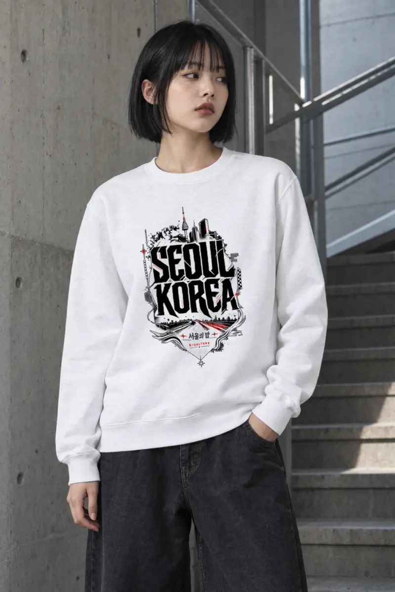 "Seoul City Collage" Heavy Blend Unisex Crewneck Sweatshirt