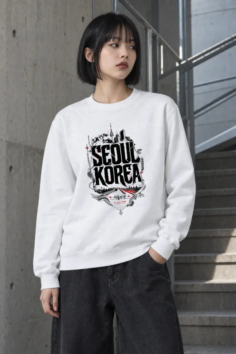 "Seoul City Collage" Heavy Blend Unisex Crewneck Sweatshirt