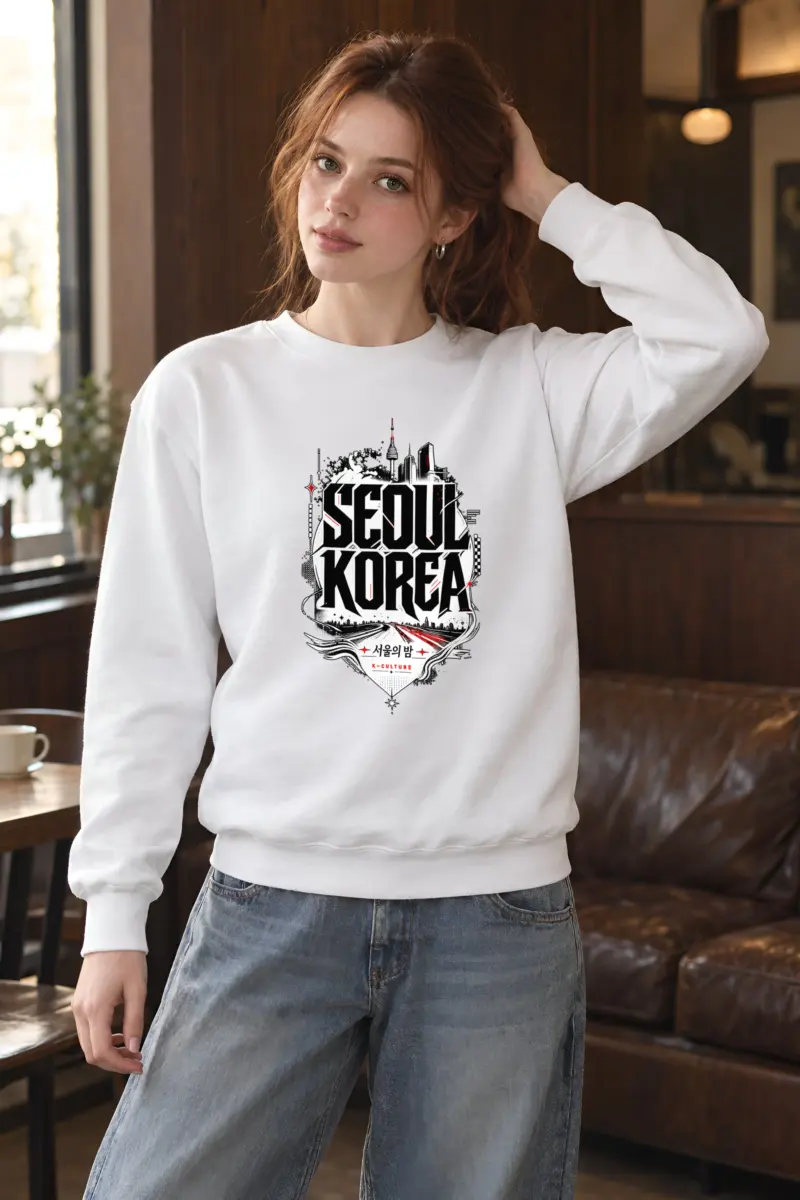 "Seoul City Collage" Heavy Blend Unisex Crewneck Sweatshirt
