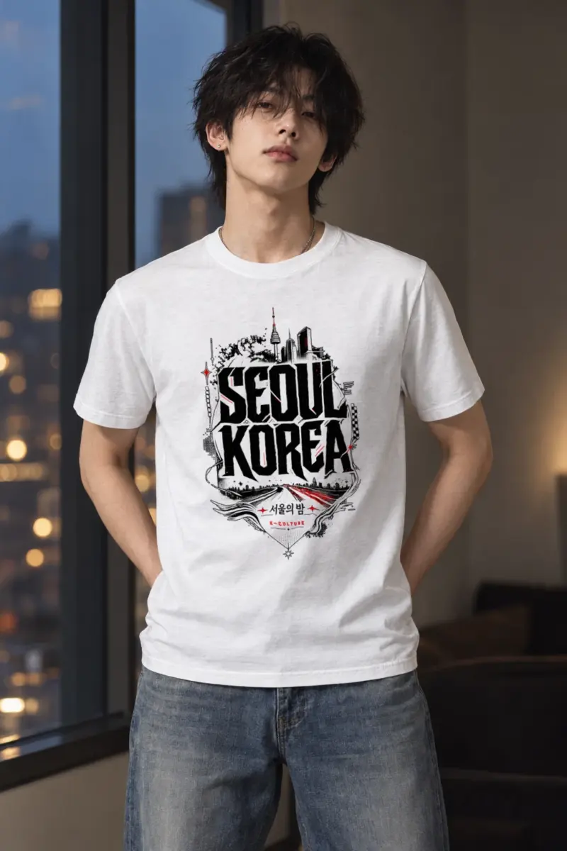 "Seoul City Collage" Heavyweight Unisex Crewneck T-shirt