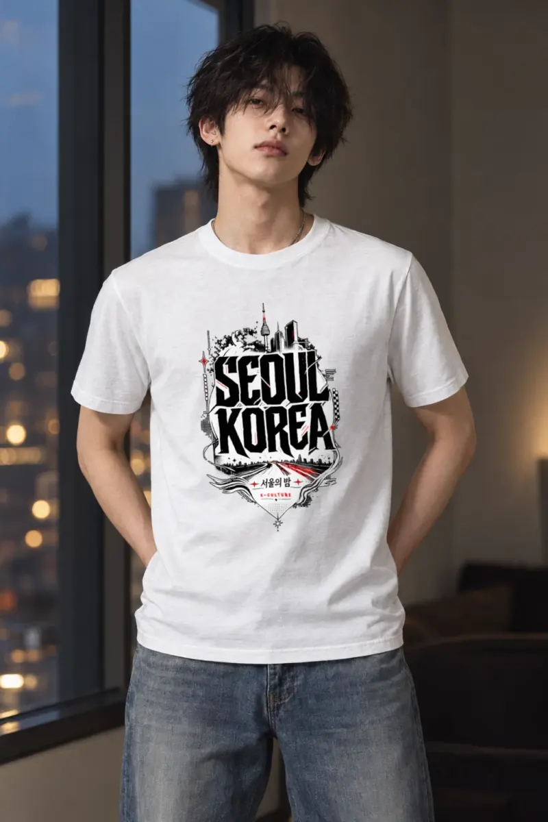 "Seoul City Collage" Heavyweight Unisex Crewneck T-shirt