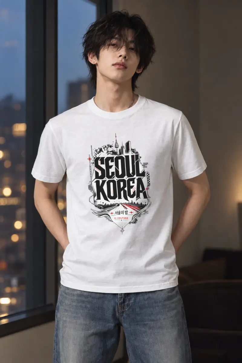 "Seoul City Collage" Heavyweight Unisex Crewneck T-shirt