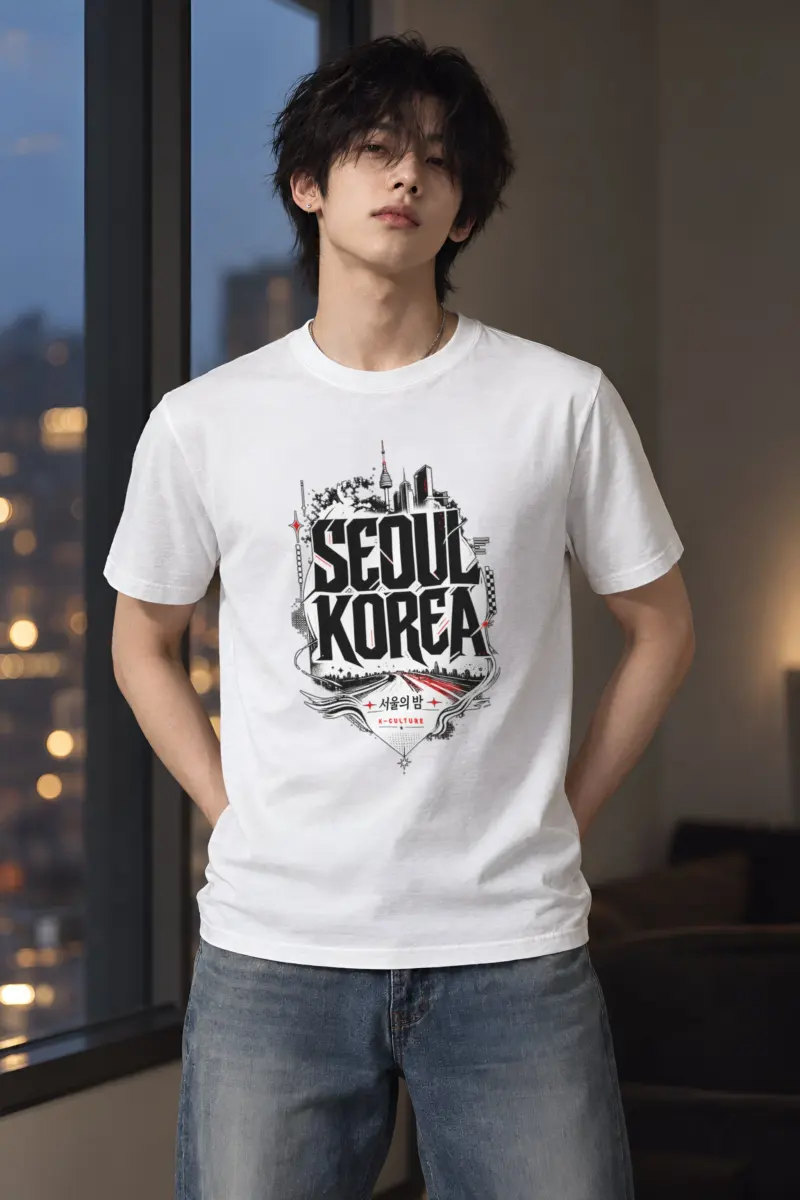 "Seoul City Collage" Heavyweight Unisex Crewneck T-shirt
