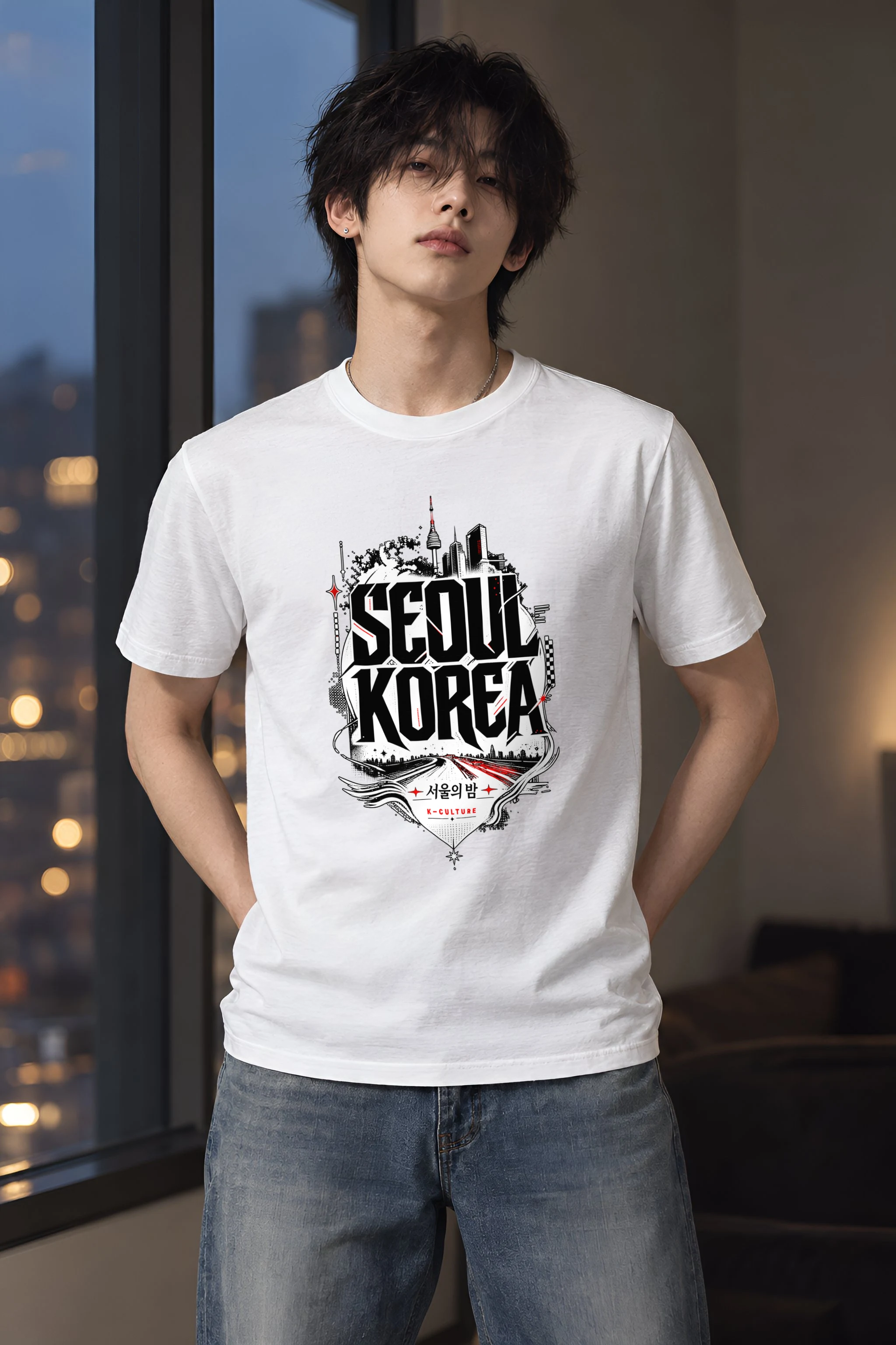 "Seoul City Collage" Heavyweight Unisex Crewneck T-shirt