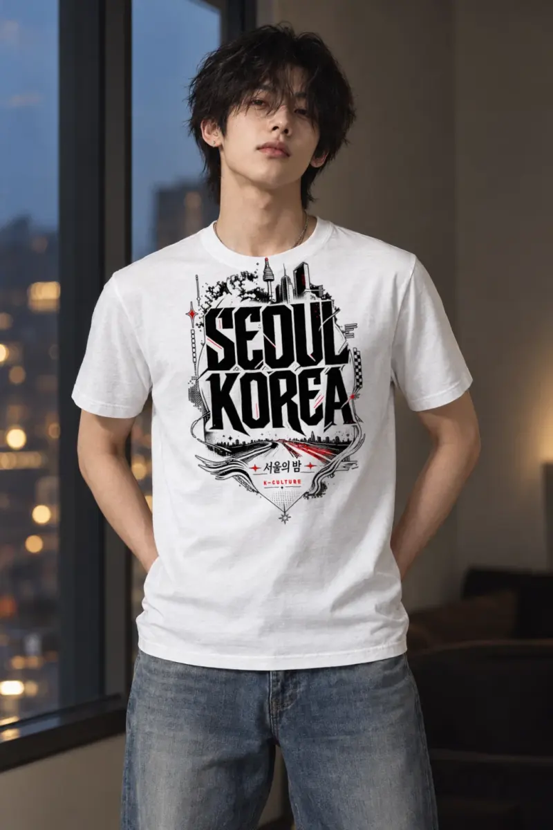 "Seoul City Collage" Heavyweight Unisex Crewneck T-shirt