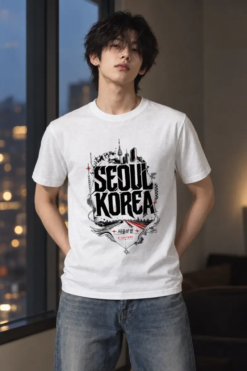 "Seoul City Collage" Heavyweight Unisex Crewneck T-shirt