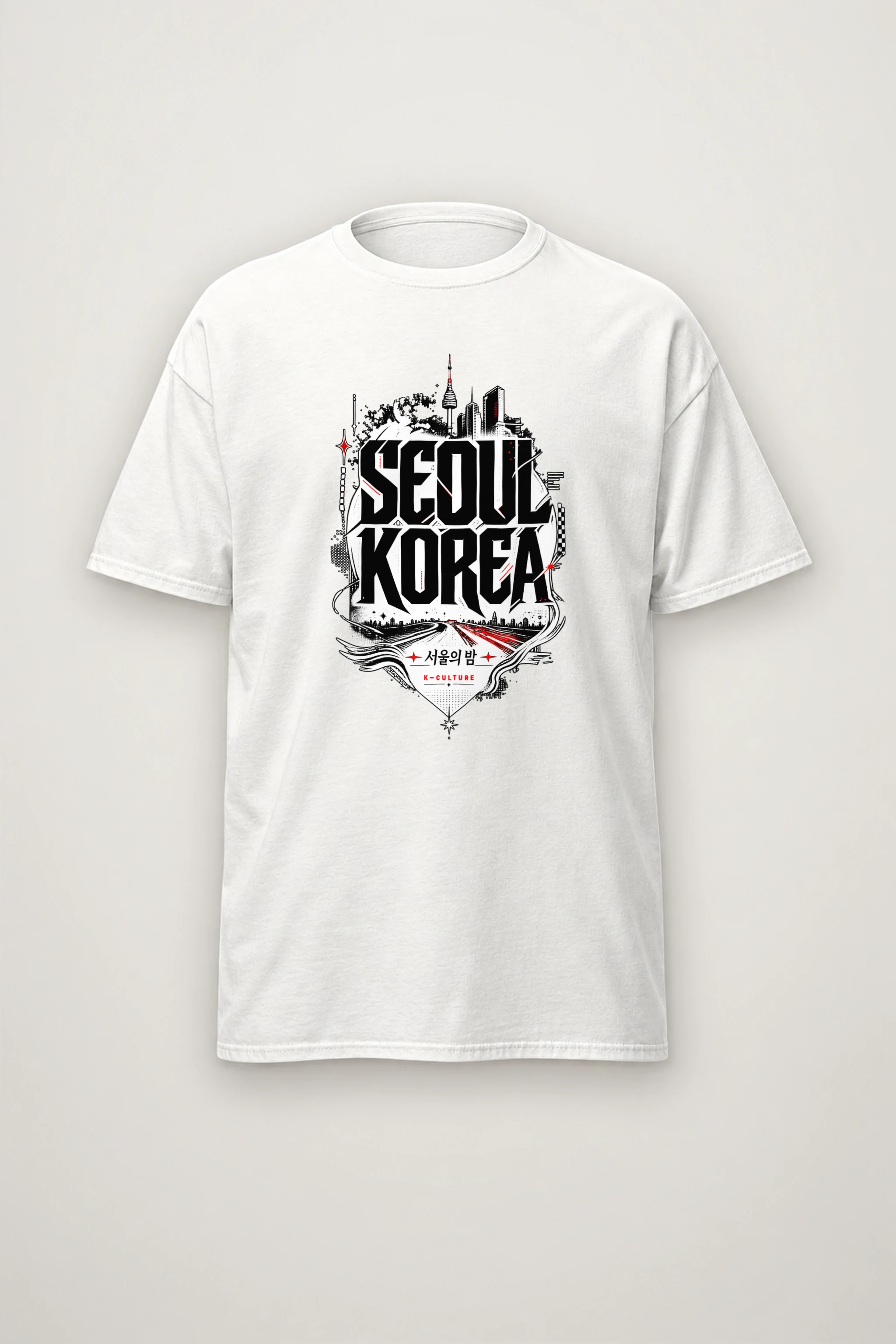 "Seoul City Collage" Heavyweight Unisex Crewneck T-shirt