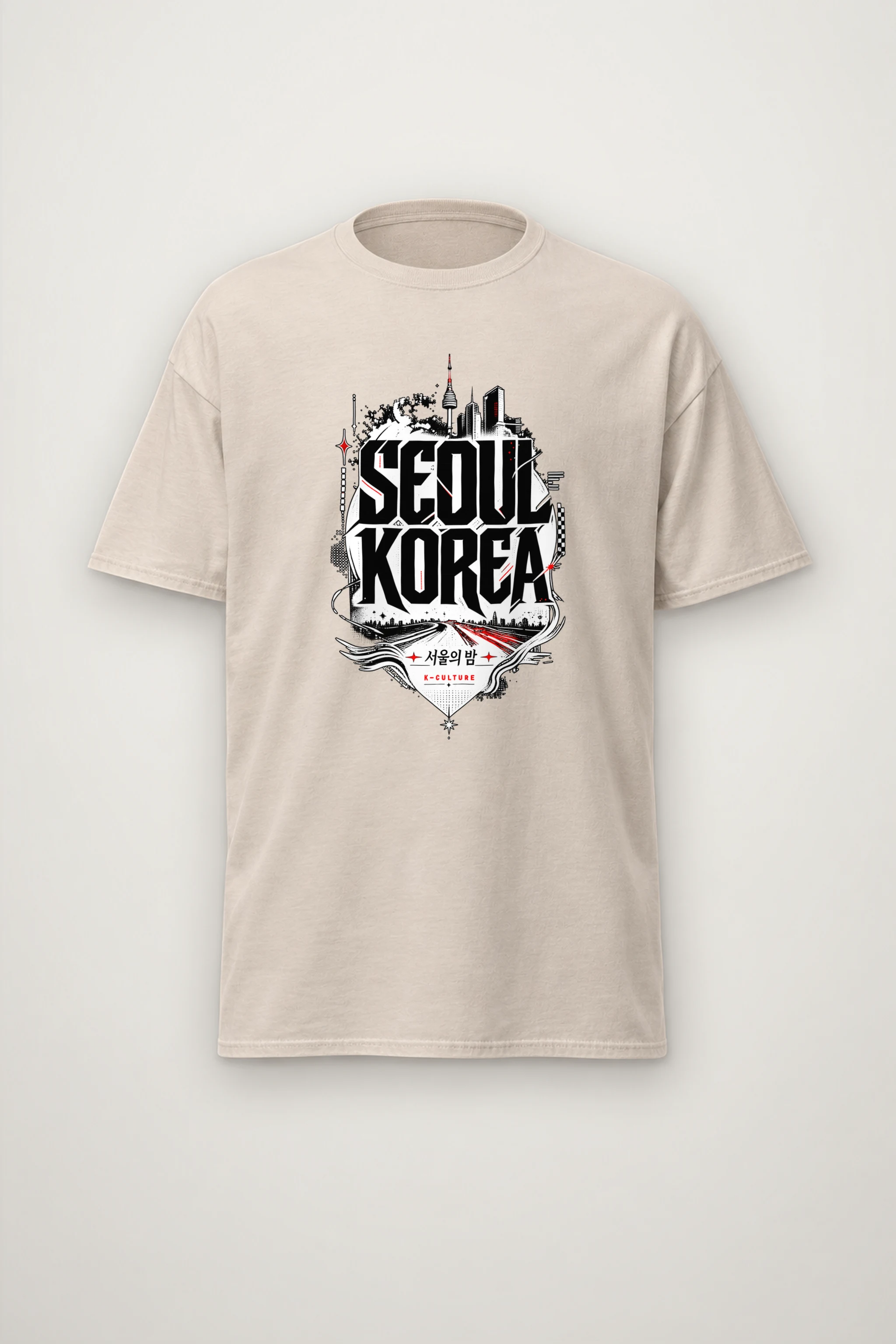 "Seoul City Collage" Heavyweight Unisex Crewneck T-shirt