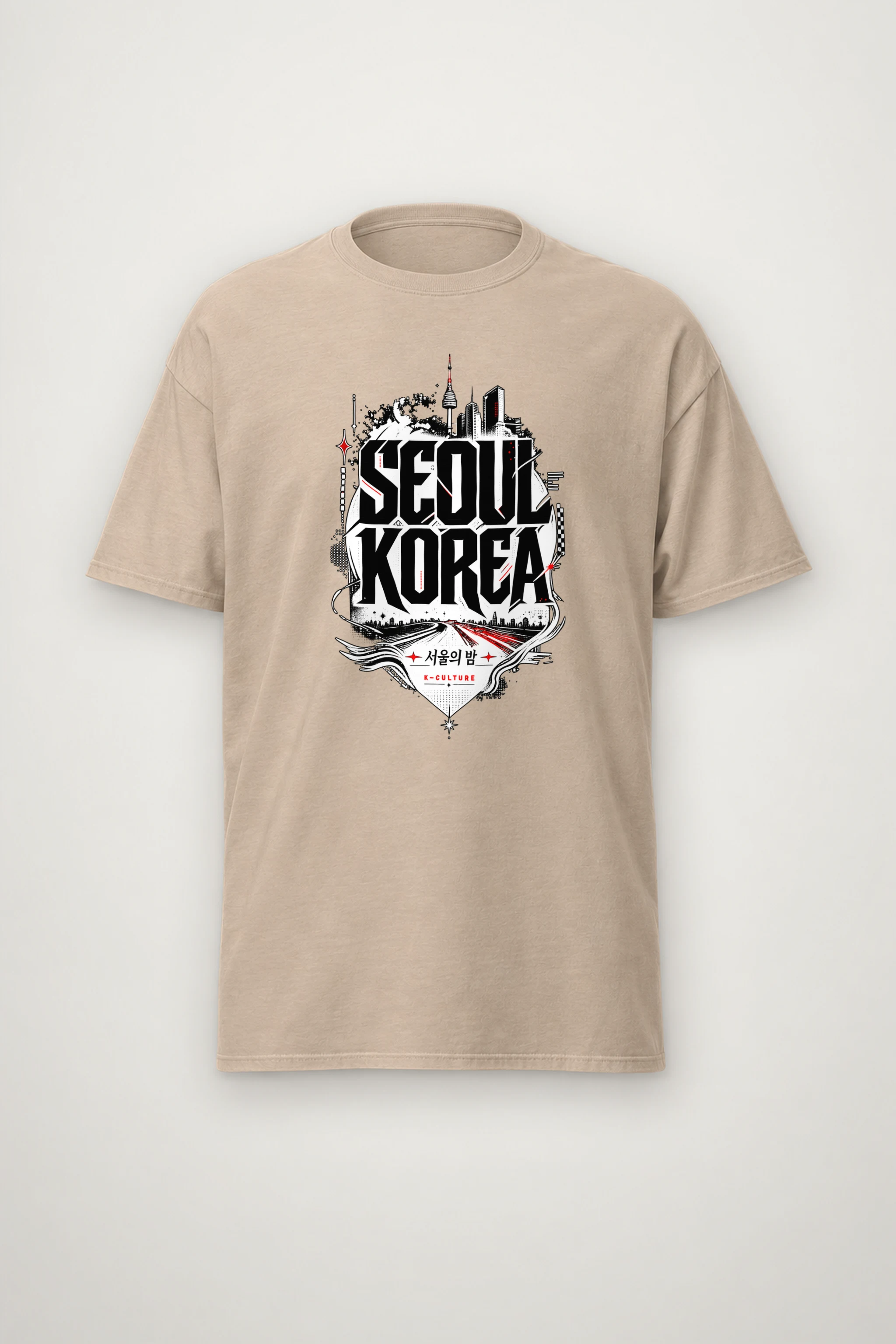 "Seoul City Collage" Heavyweight Unisex Crewneck T-shirt