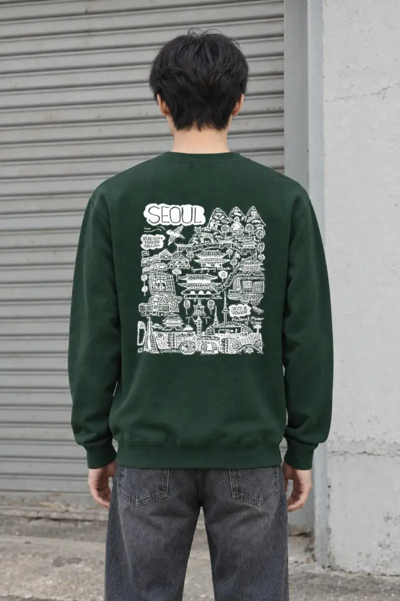 "Seoul City Sketch" Heavy Blend Unisex Crewneck Sweatshirt